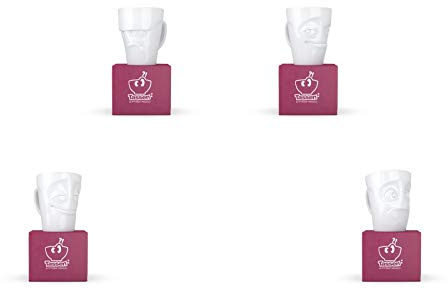 Fiftyeight 4er Becher Set GRUMMELIG & VERSCHMITZT & VERGNÜGT & VERDUTZT je ca. 350ml / weiß