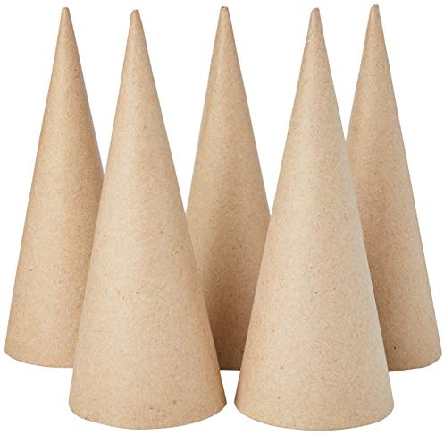 Creativ 265061 5-delar 20 cm Papier Mache koner, beige