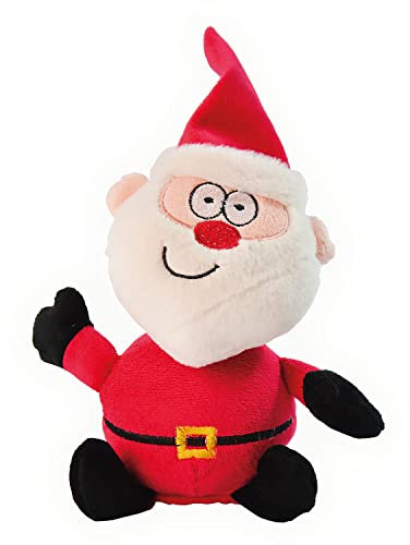 Kögler 75619 - Labertier Weihnachtsmann Mr. Santa, ca. 21 cm groß, nachsprechende Plüschfigur mit Wiedergabefunktion, plappert Alles witzig nach und bewegt Sich, batteriebetrieben