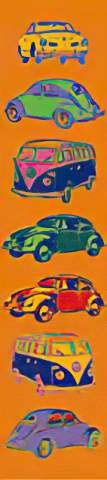 Kunstdruck/Poster: Rod Neer VW Karmann Käfer Bulli - hochwertiger Druck, Bild, Kunstposter, 22x99 cm