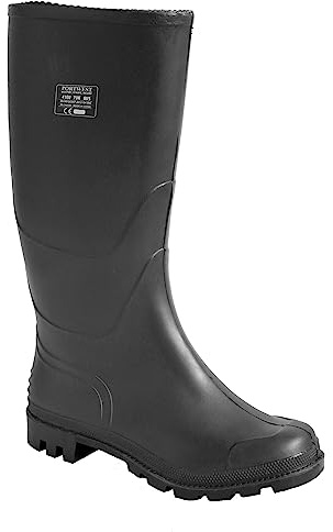 Portwest FW90 Occupational PVC Wellington Steel Toe Cap Fully Waterproof | Black, 6.5, O4 EN ISO 20347, CE Certified, Anti-Static Footwear, Fuel and Oil Resistant Outsole, Wide Opening, Agriculture