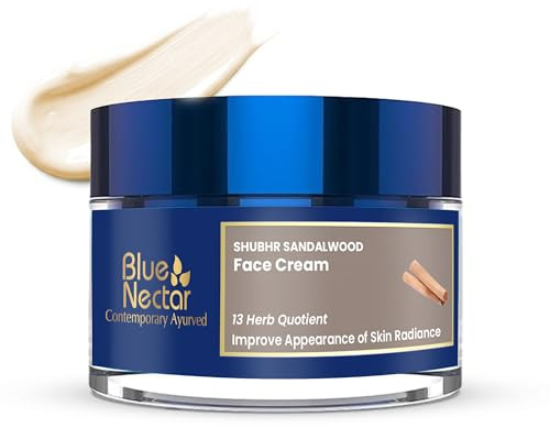 Blue Nectar Daily Moisturizer for Face for Women | Authentic Sandalwood, Turmeric & Manjistha Hydrating Day & Night Cream for Face (13 Herbs, 1.7 Oz)