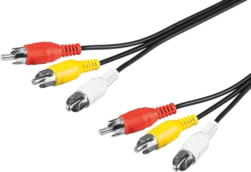 goobay Composite Cinchkabel 3m, 3x Cinch auf 3x Cinch, RCA Kabel geschirmt, Schwarz