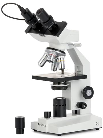 AmScope Microscope Composite binoculaire B100B-E2 40X-2000X et caméra oculaire numérique USB 2MP