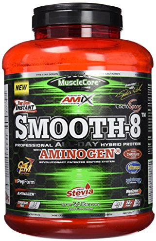AMIX - Batido de Proteínas Smooth 8 Hybriid 2,3 kg - Ayuda a la Recuperación Muscular - Contribuye a Incrementar la Fuerza y la Resistencia - Proteína en Polvo Sabor Doble Chocolate