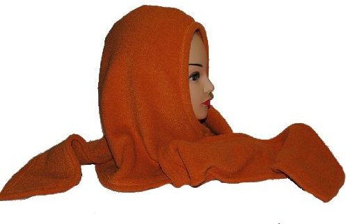 alles-meine.de GmbH orange Uni Kapuzenschal einfarbig Fleece Schal Schalmütze Fleece Kapuze Langer