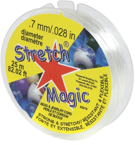 Stretch Magic Elastic Beading Cord – Clear Color, 0.7mm in Diameter, 25-Meter (82 ft) - Easy to Knot, Strong & Stretchy String for Making Beaded Jewelry