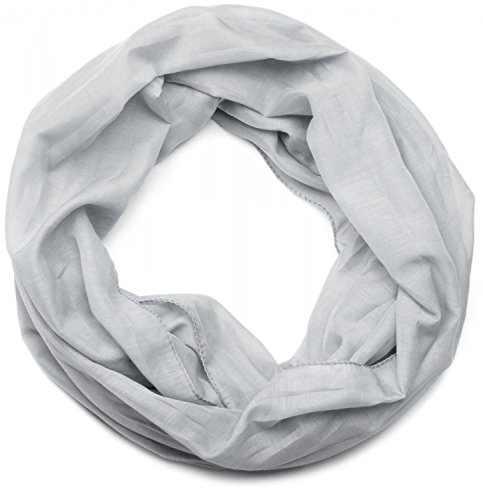 styleBREAKER Sciarpa tubolare leggera monocromatica, foulard estivo in tessuto fluido, foulard setoso per donna e uomo, morbido, arioso e alla moda, 77x46 cm, colore:Grigio chiaro