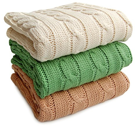 Sonnenstrick Babydecke/Kuscheldecke/Strickdecke 100% Bio Baumwolle kba made in Germany mit Zopfmuster, grün