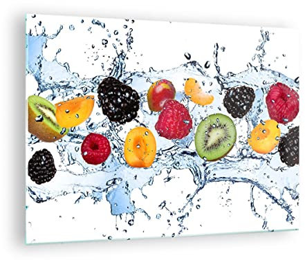 Quadro su Vetro Acqua frutta fresco cibo Stampe da Parete in Vetro 70x50cm Quadri Moderni Soggiorno Camera da Letto Cucina 1 pezzo Piccoli Decorazione Murale Wall Art Grafica Immagini GAA70x50-2675