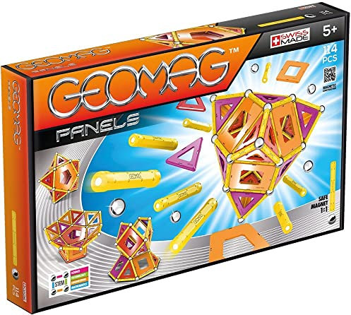 GEOMAG - PANELS 114 Teile - Magnetisches Konstruktionsspielzeug für Kinder ab 5 Jahren - STEM-Magnetspiele mit 38 Stäben, 36 Kugeln, 40 Paneelen - Fördert 3D-Kreativität - Hergestellt in der Schweiz