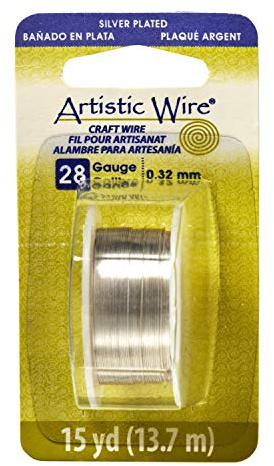 Natural Non-Tarnish Silver Permanently Colored Copper Wire 28 Gauge 15 Yards 28A