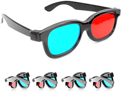 Lunettes 3D anaglyphes (rouge et bleu cyan), lunettes 3D pour télé ou ordinateur, de la marque Ganzoo – lot de 4 paires