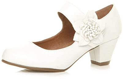 AJVANI mid chunky heel mary jane flower padded comfort shoes size 6 39