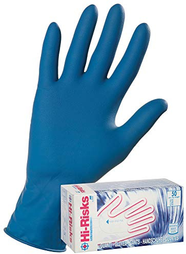 Linea Premium EHRP/XL - Guante de látex, azul Hi Risks, Powderfree, XL