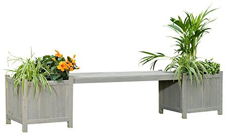 Melko Gartenbank 180cm Parkbank Holzbank mit Blumenkasten Sitzbank Holz 2sitzer Bank