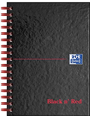 Oxford Black n' Red A6 Wirebound Hardback Notebook - Black