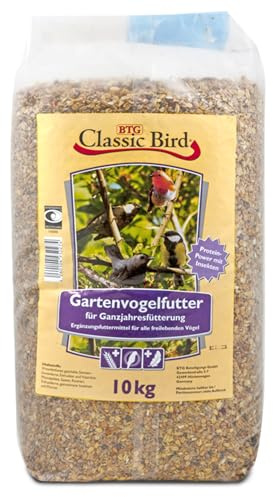Classic Bird - Comida para pájaros de jardín de 10 kg, alimento para pájaros, Frutos Secos para Aves Silvestres, pienso para pájaros, Semillas de Girasol, alimento para pájaros, Insectos, Aves de