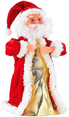 infactory Tanzender Nikolaus: Singender, Tanzender Weihnachtsmann Swinging Santa, 28 cm (Tanzender Weihnachtsmann mit Musik, Singender Nikolaus, singend tanzend)