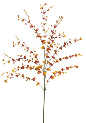 artplants.de Rama de eucalipto Artificial, Naranja, 110cm - Planta Artificial - con Flores
