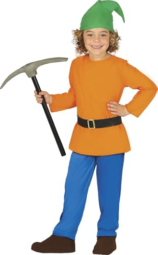 FIESTAS GUIRCA | Costume de Nain du Bois Enfant - Veste, Ceinture, Chapeau et Pantalon - Costumes de Contes et Fées pour la Journée du Livre, Halloween et Carnaval - Unisexe - Orange et Bleu