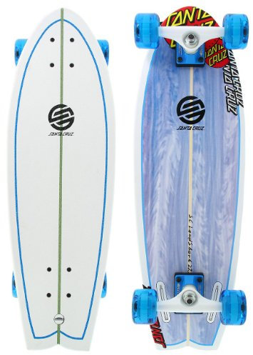 Santa Cruz Skateboard Longboard Landshark, white/blue, 8.8 x 27.7, 11111299