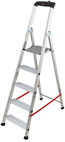 HAILO 8845-011 - Escalera de tijera profesional Alu PRO (5 peldaños)