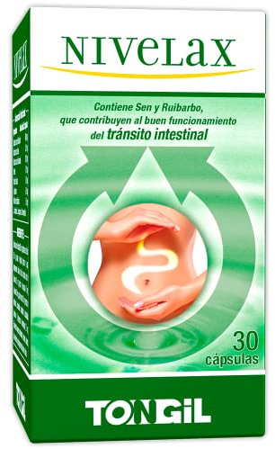 Laxante Natural Nivelax - Con Tamarindo, Pulpa de Ciruela, Ruibarbo, Sen, Pectina de Manzana, Glutamina y Probioticos - Para Aliviar el Extreñimiento y Ablandar - 30 Cápsulas Vegetales de Tongil