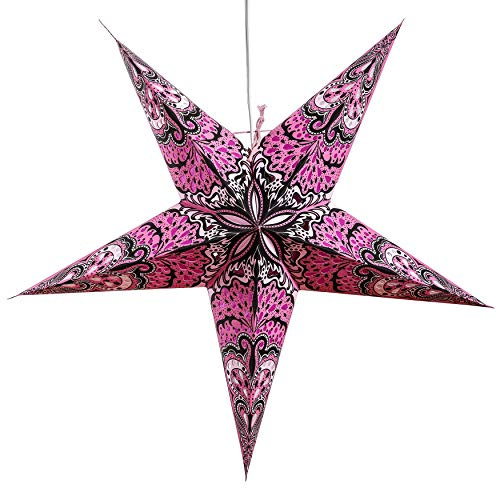 Pink Charm Paper Star Lantern with 12 Foot Power Cord Included