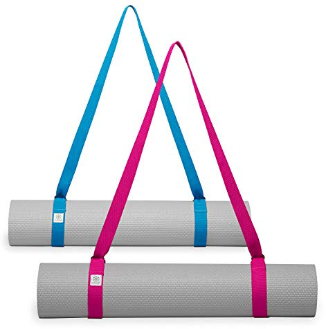 Gaiam Easy-Cinch Yoga Mat Sling (Sold Individually with Assorted Colors), Fuchsia or Blue