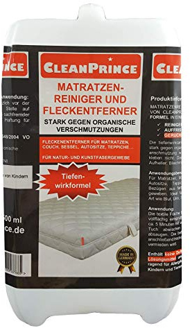 CleanPrince Matratzenreiniger 10 Liter Matratzenreinigungsmittel Matratzen-Reiniger Betten Matratzenschoner Hotel Gastro Konzentrat Reinigungsmittel Naturfasern Kunstfasern