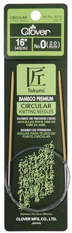 Bamboo Circular Knitting Needles Takumi, 16-Inch Size 0