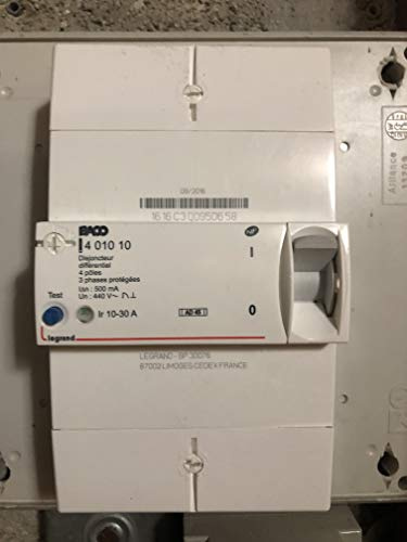 Legrand 401010 Enedis Branchement Disjoncteur, Tétrapolaire Différentiel, 500mA, Instantané, 30A