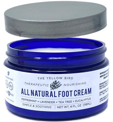 All Natural Foot Cream for Cracked Heels & Dry Feet – USA Made Organic Foot Balm for Callus Softening – Hydrating Foot Care Moisturizer with Peppermint, Tea Tree, Lavender & Eucalyptus