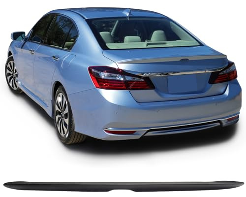 IKON MOTORSPORTS, Trunk Spoiler Compatible with 2013-2017 Honda Accord 9th Sedan 4-Door, OE Style Unpainted Black ABS Plastic Rear Trunk Lid Spoiler Wing Lip