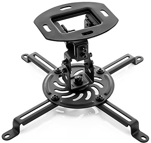 deleyCON Supporto da Soffitto Universale per Proiettore Inclinabile +-15° - Ruotabile di 360° - Portata max. 13,5kg - Gestione Cavi Integrata - Nero