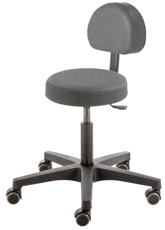 Prova Nova GmbH Roll- und Drehhocker Comfort Swing 4410, Sitzhöhe ca. 46-59 cm, Rundsitz mit Rückenteil, Rollen/Bodengleiter:weiche Radbandage, Polsterdekor:Dekor schwarz
