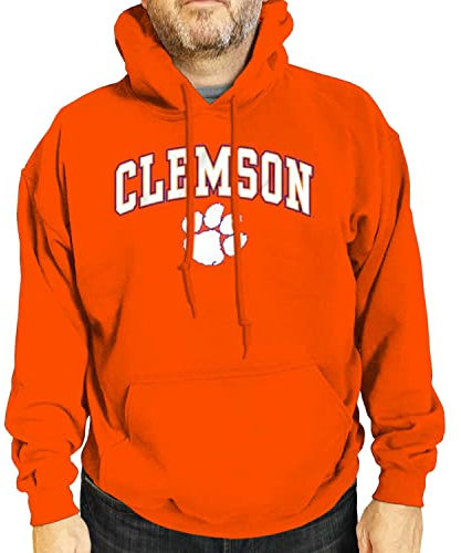 Campus Colors NCAA Kapuzen-Sweatshirt mit Aufdruck Arch & Logo, langärmelig, Unisex, Orange/Abendrot im Zickzackmuster (Sunset Chevron), Small