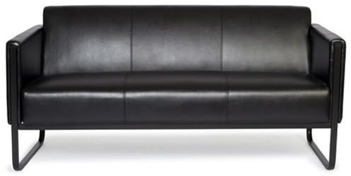 hjh OFFICE Loungesofa Bali Black Gestell schwarz Kunstleder glatt 3-Sitzer schwarz