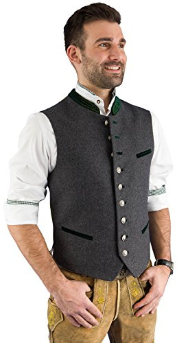 Grasegger Traditionell väst kostymväst stigl 1-W-3217-1225 grå grön väst kostym herr lodengilet, 1225 grå/grön, 54