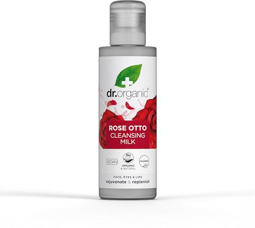 Dr Organic Rose Otto Cleansing Milk, Restoring, Mature Skin, Mens, Womens, Natural, Vegan, Cruelty-Free, Paraben & SLS-Free, Organic, 150ml, Packaging may vary