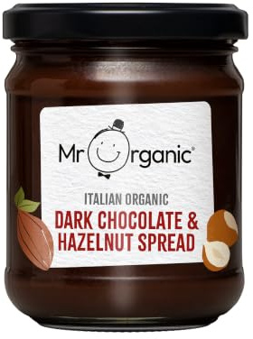 Mr Organic Dark Chocolate & Hazelnut Spread - 200g, Authentic Italian | Made in Italy - Palm Oil Free - Dairy-free - Decadent Treat - Organic & Vegan