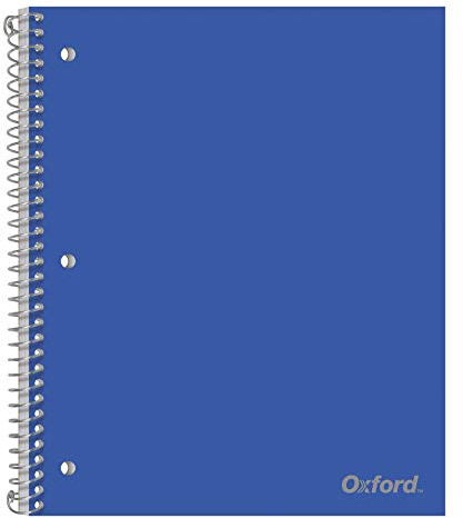 Oxford 1-Subject Poly Notebook, 8.5 x 11 inches, 3-Hole Punch, College Rule, 100 Sheets Per Journal, Durable Poly Storage Pocket, Colors May Vary (10590)