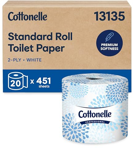 Cottonelle Professional Bulk Toilet Paper for Business (13135), Standard Toilet Paper Rolls, 2-PLY, White, 20 Rolls/Case, 451 Sheets/Roll