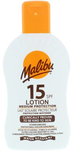 Malibu Mittlerer Schutz, wasserbeständig, mit Vitamin angereichert, LSF 15, Sonnencreen-Lotion, 200 ml