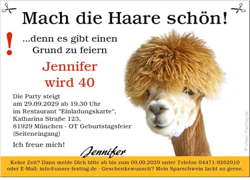 Die besondere Einladungskarte für Ihr nächstes Fest Geburtstag Hochzeit | Silvester, digital als Foto oder in gedrucker Form, jedes Alter möglich 40 50 60, 1 - 100 Karten