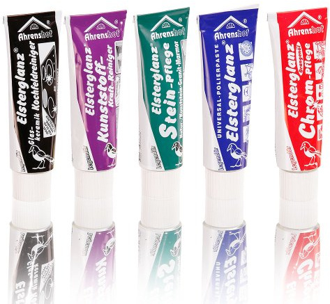 Elsterglanz® Universal Putz- und Polierpasten-Set, (5 x 40 ml) umweltfreundliches Putzmittel, ökologisches Reinigungsmittel.