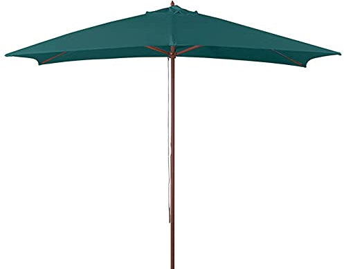 VERDELOOK Ombrellone in Legno a carrucola, 3x2 m, Verde Scuro, arredo Esterni Giardino