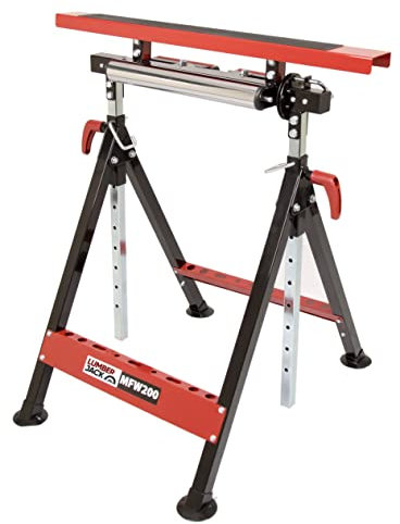 LUMBER JACK Multi-Function Work Bench Trestle, 3-in-1 Support Stand with 200kg Capacity, Telescopic Workbench Work Table, Roller V-Support, Height Adjustable Steel Frame with EVA Surface