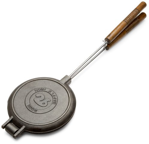 ROME Chuckwagon Cast Iron Waffle Iron For BBQ Grill and Campfire Use, 1028